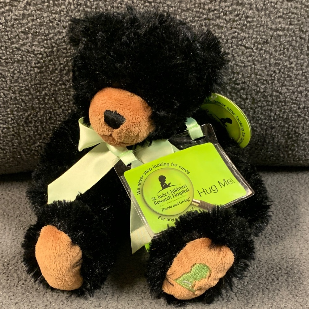 St. Jude Children's Research Hospital Black Bear Plush - Green Accents